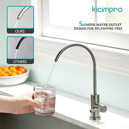 Miniatura 5 de Kicimpro - Grifo para filtro de agua potable, para la mayoría de sistemas de filtración de agua y ósmosis inversa, grifo de acero inoxidable SUS304