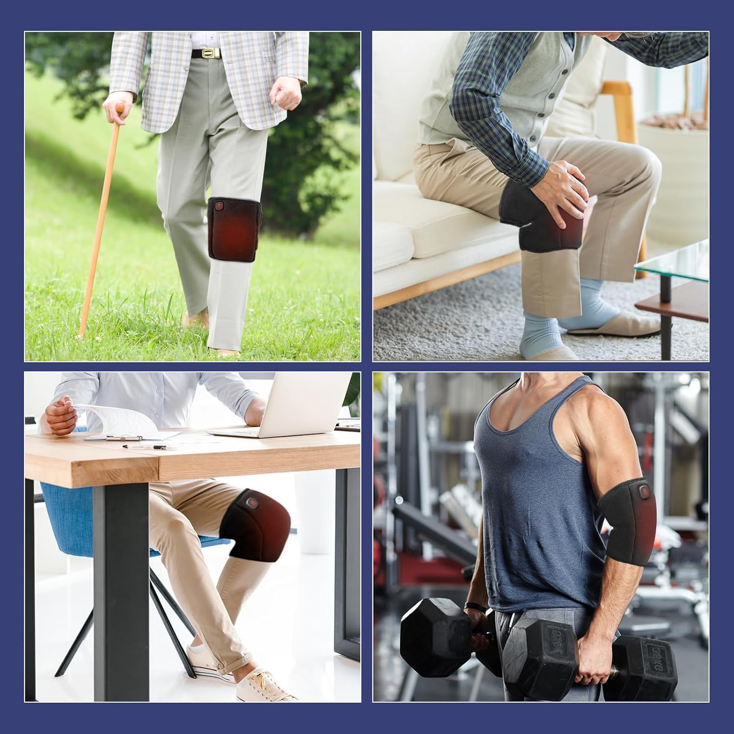 Heating Pad for Knee Cordless, Heated Knee Brace with 3000mAh Large Battery Capacity, Knee Warmer for Arthritis Injury Sprain Swelling Pain Relief, Gift for Elderly (Single) - Image 6