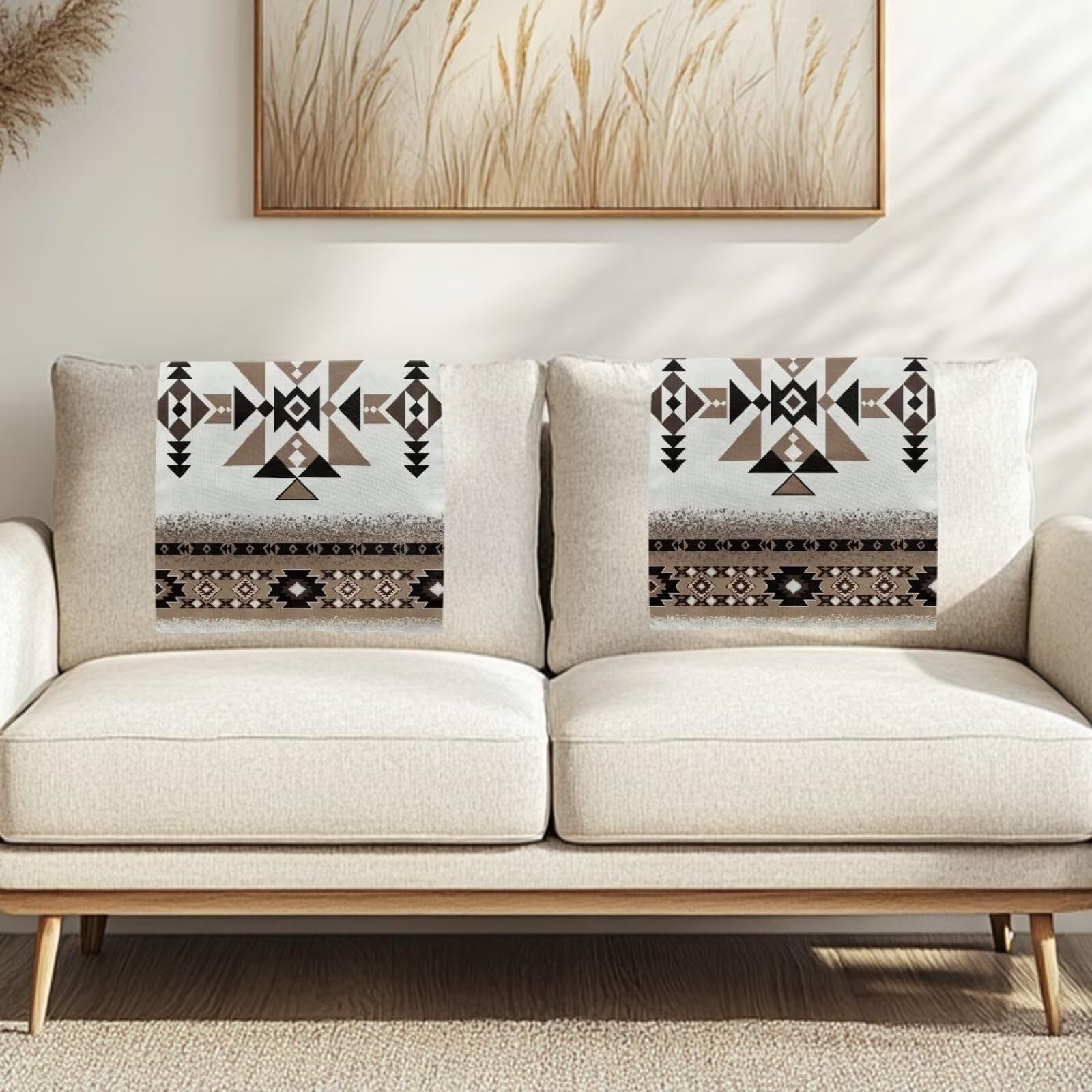 Lot de 2 housses d'appui-tête de canapé vintage - Antidérapantes et inclinables - Gris