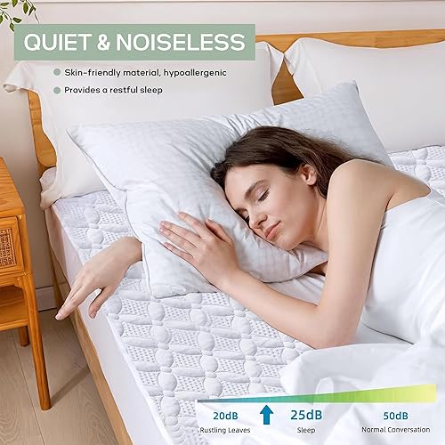 Miniatura 2 de Protector de colchón California King, protector de colchón impermeable de fibra de bambú 3D, transpirable, suave, de 6 a 18 pulgadas de profundidad,