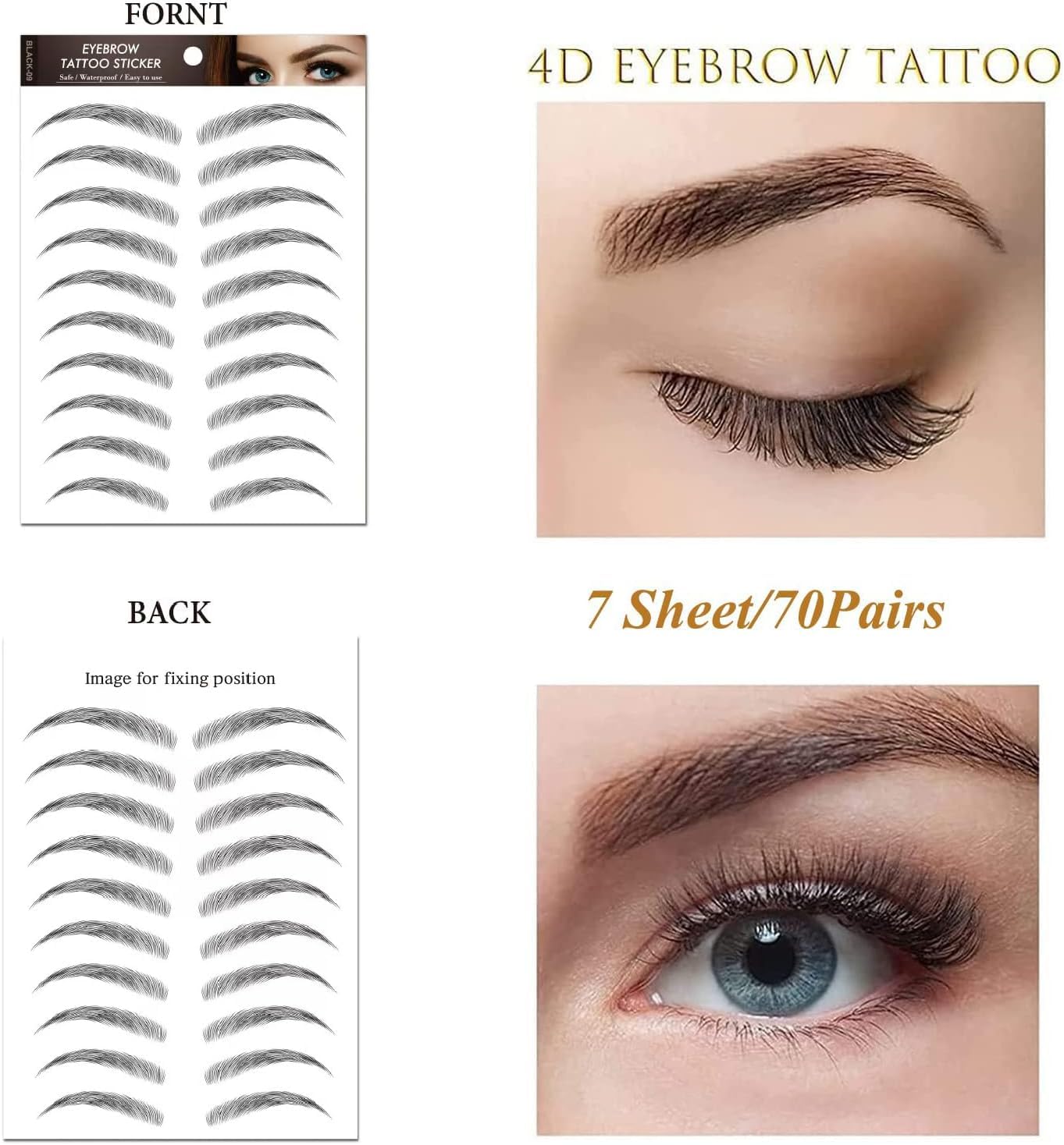 77 works 4D Hair-Like Eyebrow Tattoo Stickers Waterproof Natural Fake Stickers - Image 2