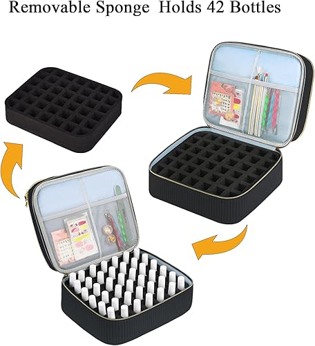 Miniatura 3 de Estuche de transporte de esmalte de uñas, organizador de uñas portátil con asa, bolsa de almacenamiento de doble capa para esmalte de uñas y juego