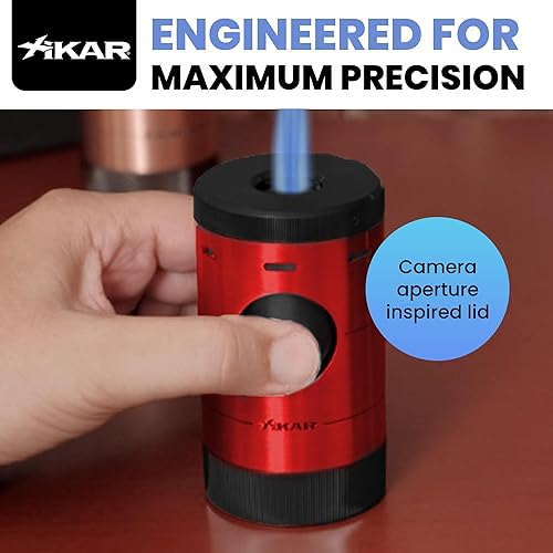 Miniatura 4 de XiKAR Volta Quad Flame - Encendedor de puros de mesa en una atractiva caja de regalo (rojo)