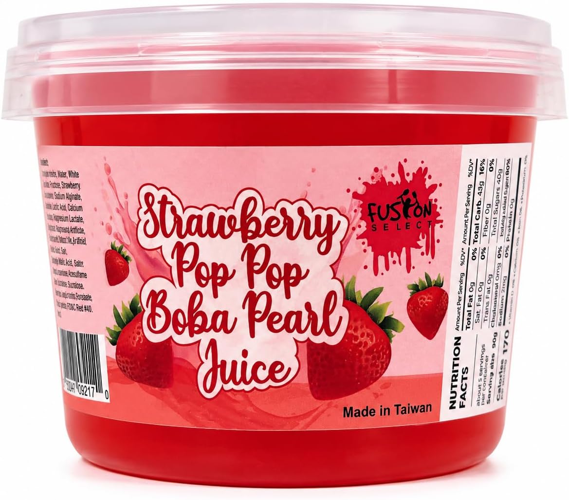 Fusion Select Strawberry Popping Boba Pearls 490g Each