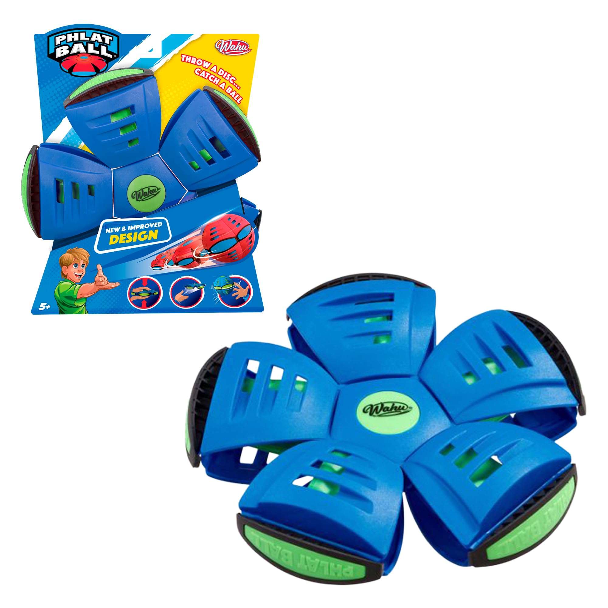 Bizak Phlat Ball 6551614-2, blau, 2-in-1, zerquetschbar und tragbar, Werfen wie Scheibe und Fänge, aktives Spielzeug für den Außenbereich, für Kinder ab 5 Jahren