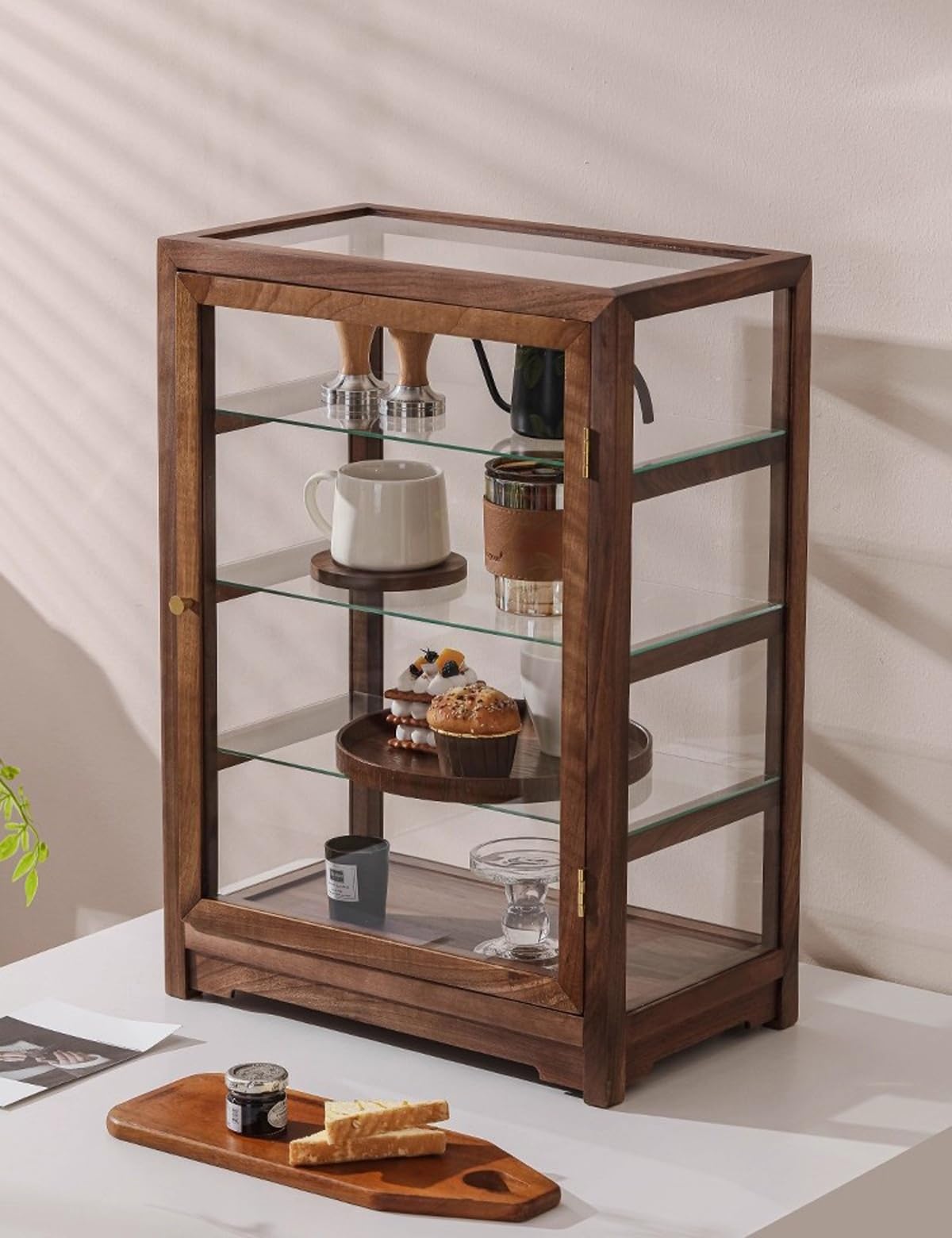 Vitrina de Cristal de 4 Niveles para Pasteles y Galletas, 60 cm (23,6 Pulgadas), Ideal para exhibir Pan, Pasteles, donas y Recuerdos.