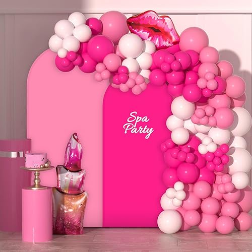 Miniatura 9 de Cubierta superior redonda de arco de 2.6 x 6 pies, soporte de 2 lados para despedida de soltera, día de San Valentín, cumpleaños, decoración de baby