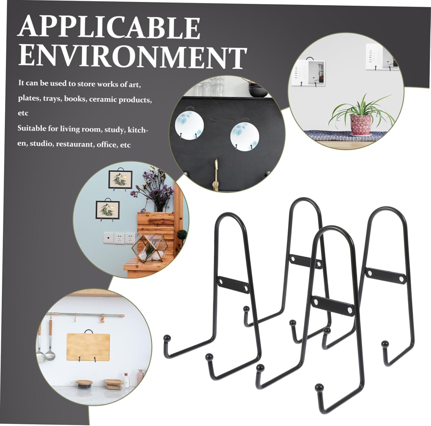 Levemolo 4pcs Metal Display Racks for Plates Creative Stands for Home Decor Sturdy and Elegant Dish Storage for Ceramics and Artwork Display at Celebrations