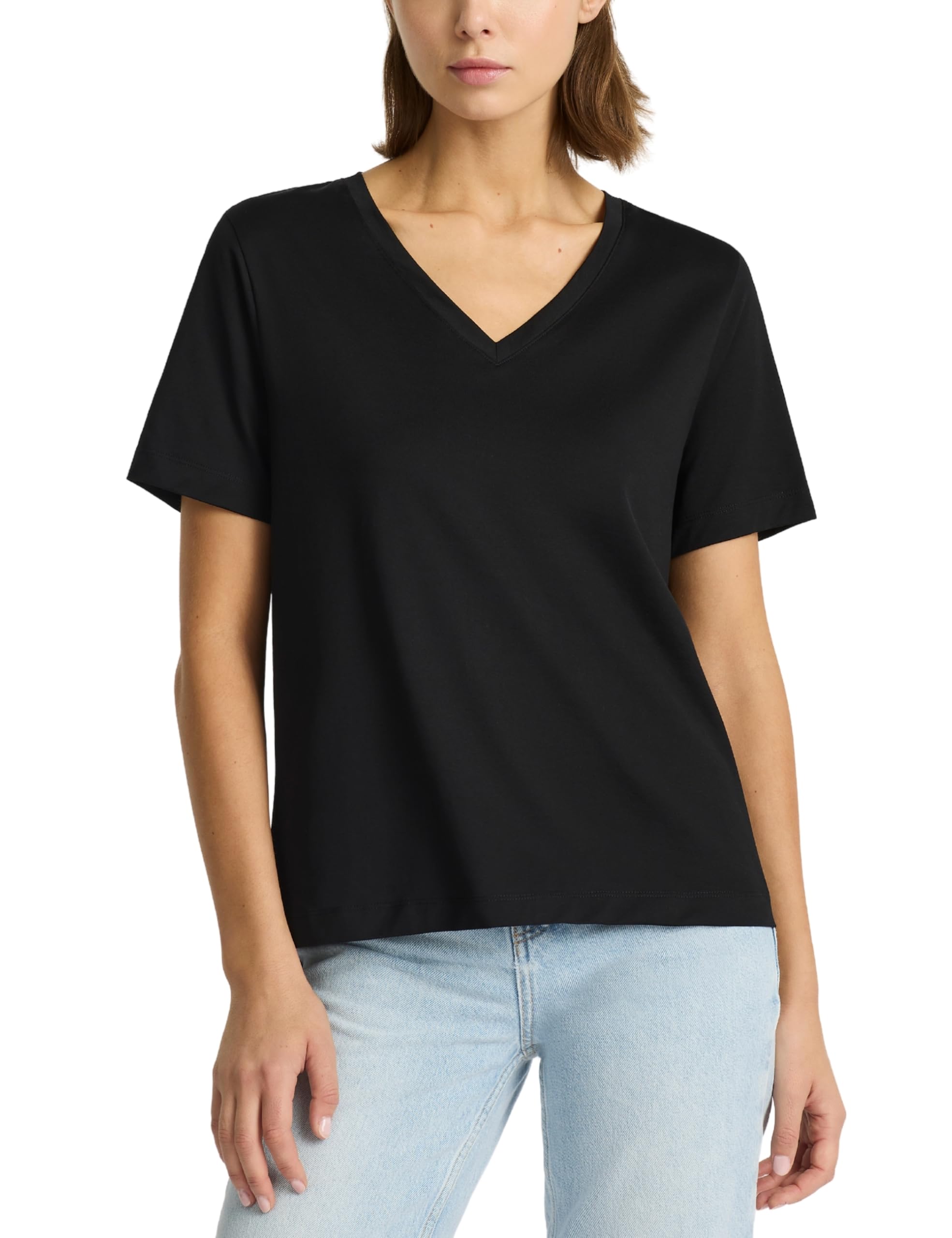 Presics Women’s Supima® Mercerised Cotton V-Neck T-Shirt – USA-Grown Cotton, Luxury Finish, Short Sleeve, Flattering Fit