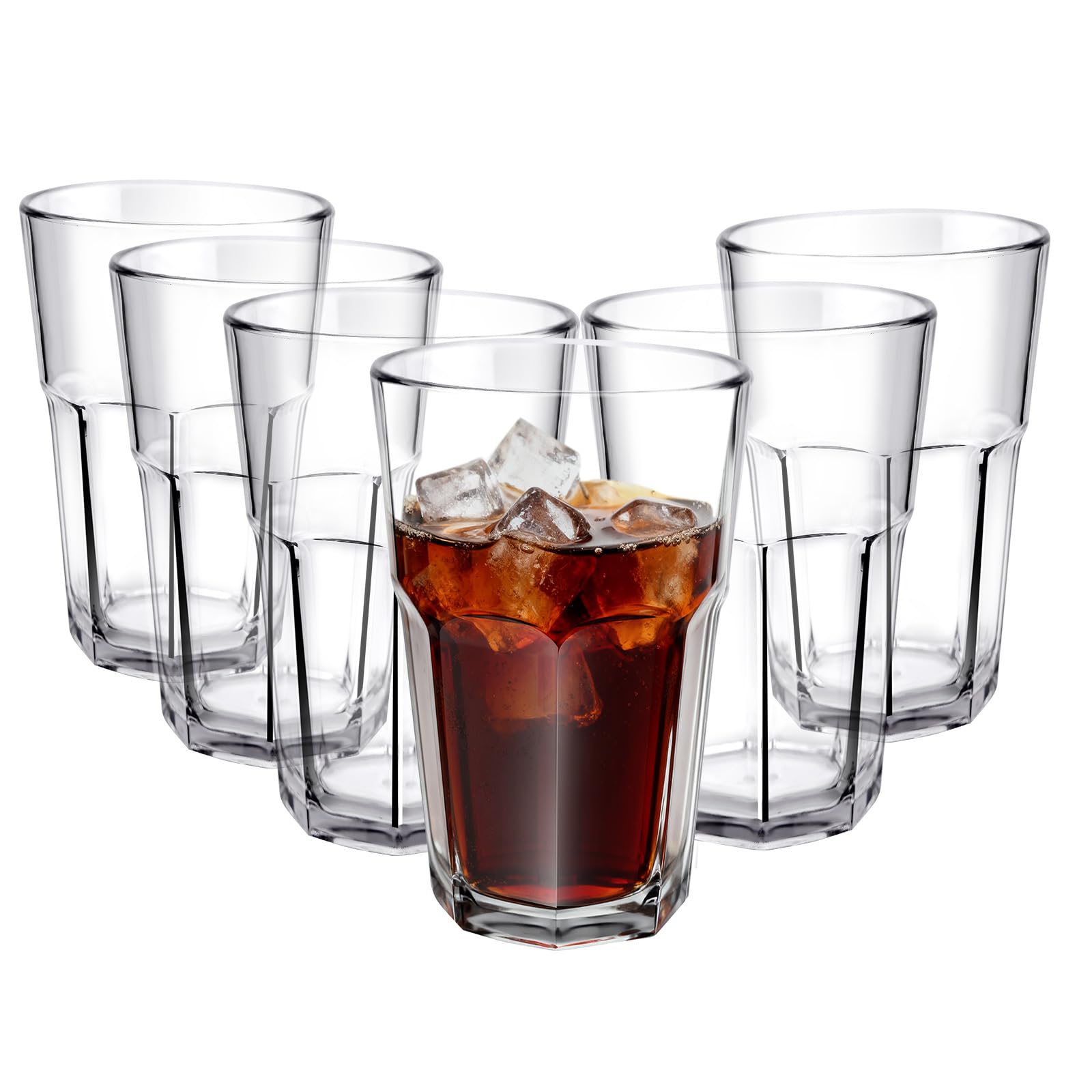 Photo 1 of Jelawat Shatterproof Plastic Glasses, Set of 6 Clear 12oz Plastic Drinking Glasses, BPA-Free Unbreakable Tumblers, Dishwasher Safe Stackable Drinking Cups