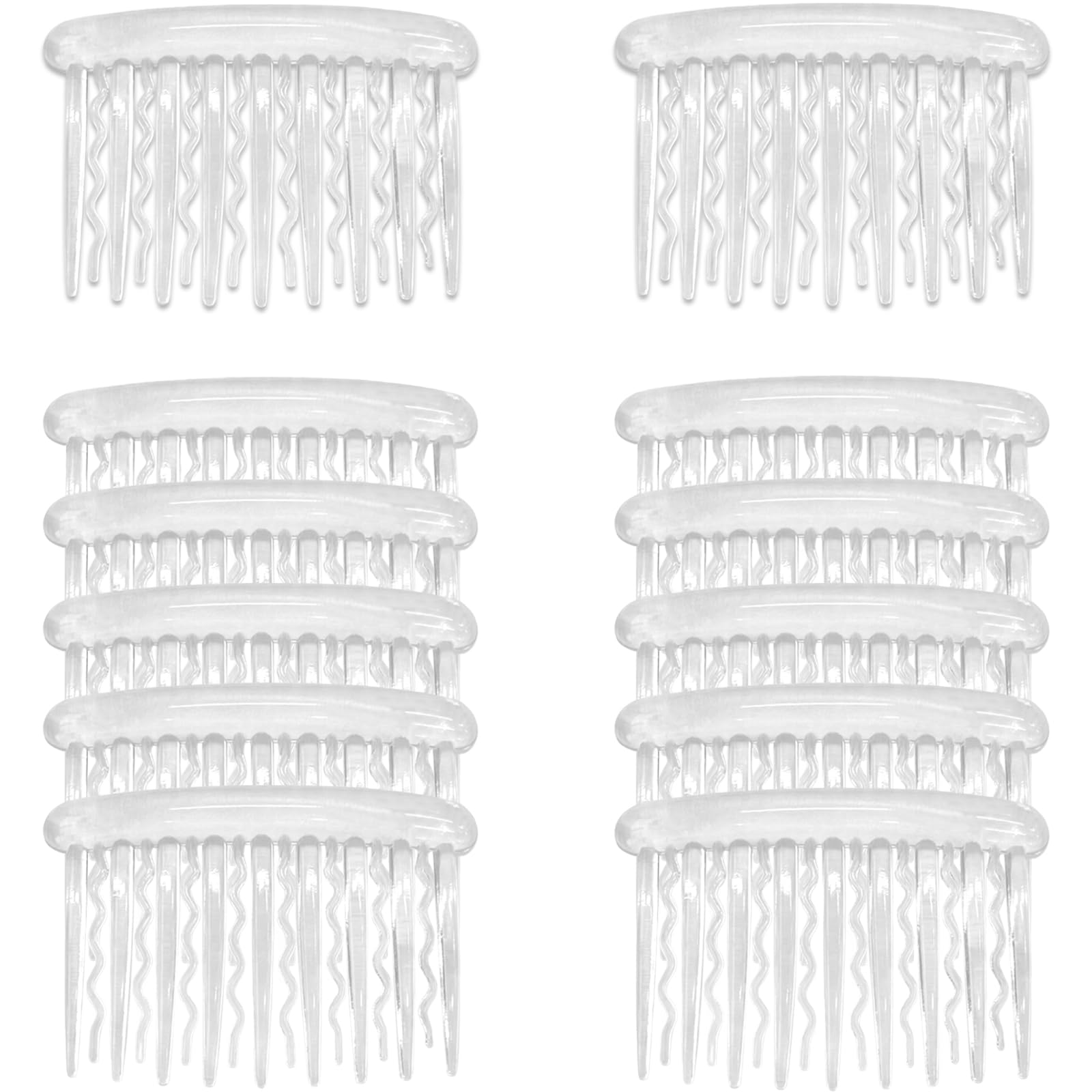 Pettini laterali per capelli, in plastica trasparente, 12 pezzi, accessori eleganti e leggeri