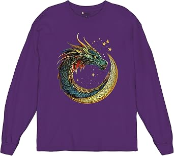 Celtic Moon Dragon Mens T-Shirt North Mystical Serpent Fantasy Reptile Spiritual Valhalla Fire Nordic Runes Mens Tee
