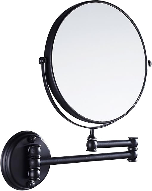 Eridanus Make Up Mirror, Bathroom Mirror with 1X/3X Magnification Two-Sided [361°Swivel Design] Extendable Bathroom Wall Mount Mirror, Black