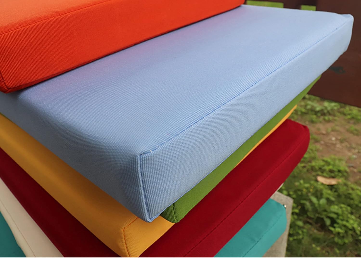 2 3 Seater Garden Long Bench Cushion Pad Mat with Fixing Ties, 5cm Thick Bench Seat Cushion Pad, Waterproof Seat Pad for Outdoor Patio Furniture Swing Chair