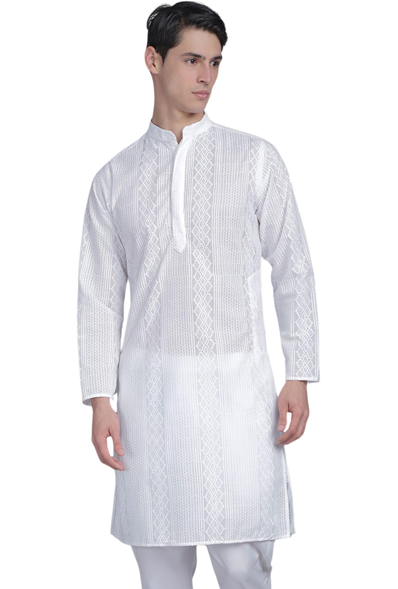 Men's Cotton Blend Regular Fit Casual Kurta