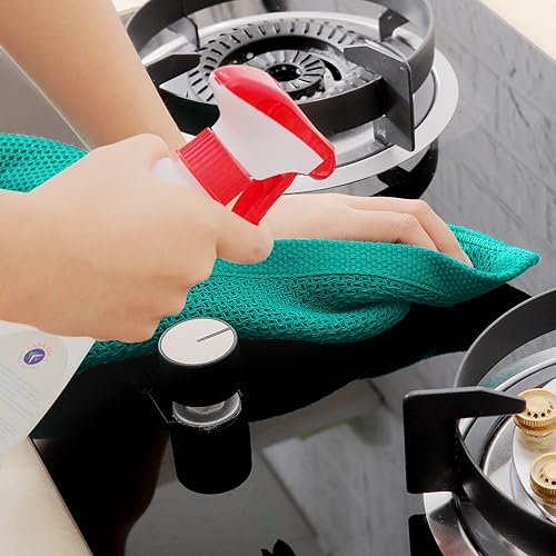 Miniatura 3 de Homaxy Toallas de cocina 100% algodón con tejido gofre, ultra suaves, absorbentes, de secado rápido, 13 x 28 pulgadas, paquete de 4, color verde