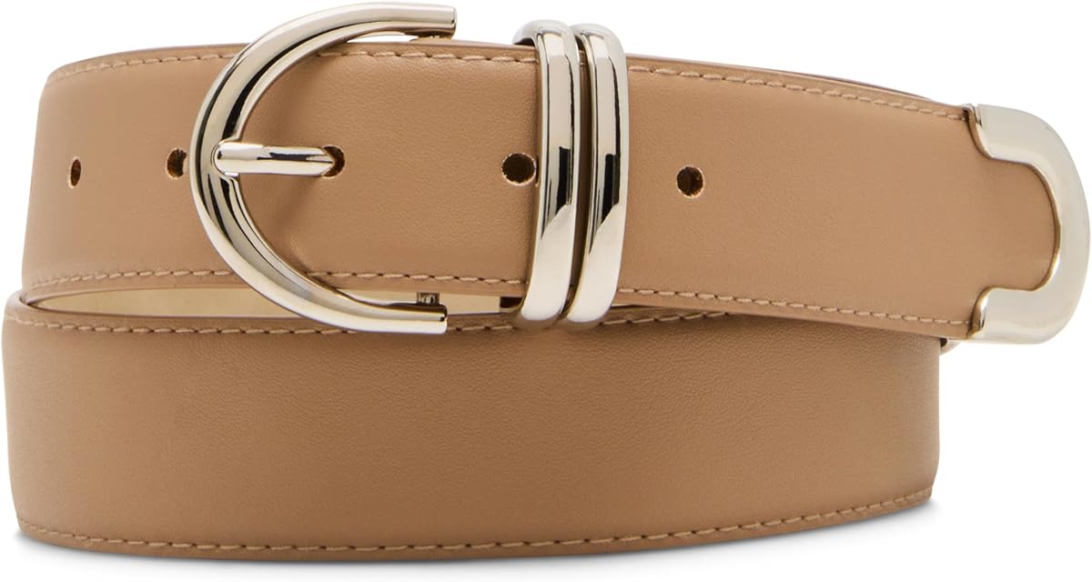 Steve Madden Cinturón para pantalón diario con borde emplumado para mujer