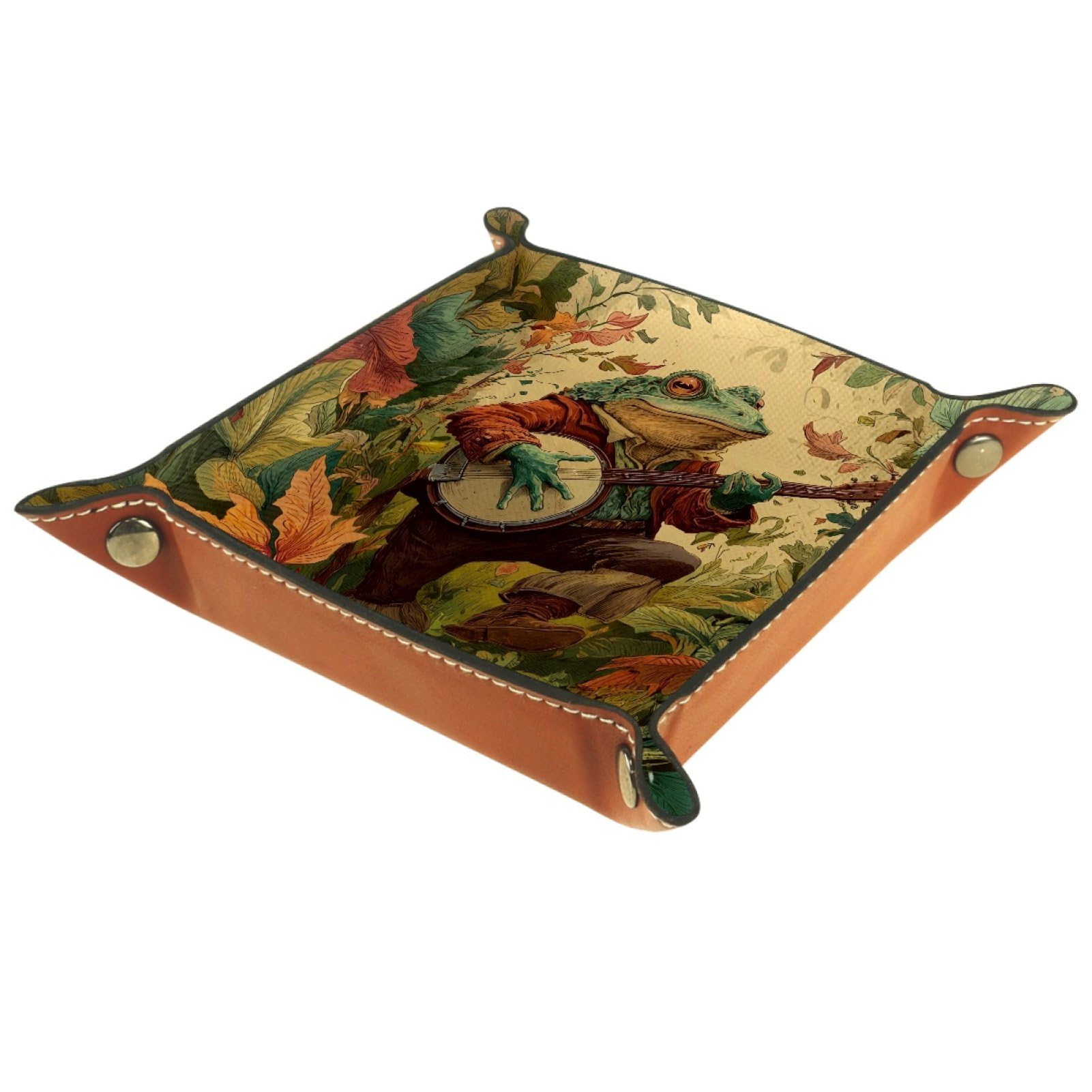 VAPOKF Frogs Portable Dice Rolling Tray, Microfiber Leather Dice Holder Game Box for D&D, RPG, Table Games or Desktop Phone Key Storage, 20.5 × 20.5 cm
