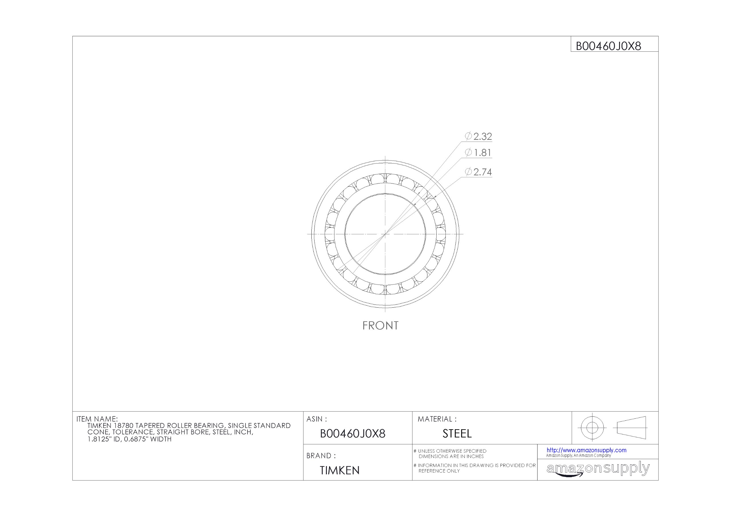 Amazon.com: Timken Tapered Roller Bearing Cone - 18780 | Replaces