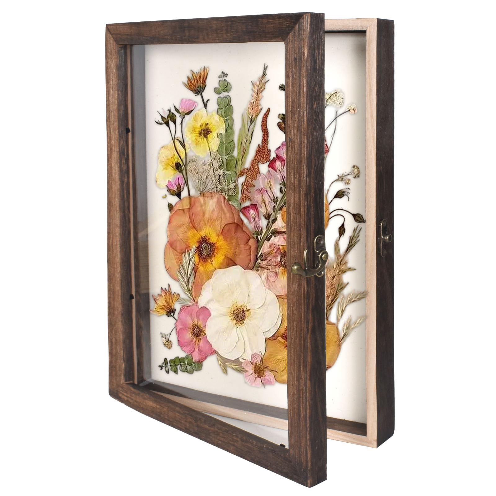 Rylae Dark Brown 3D Picture Frame Box, Wooden Shadow Box Display Case, Shadowbox Picture Frame Deep Wall Desktop, Object Display For Bouquets, Medals, Photos, Dried Flowers, Diy Artwork (Dark Brown)