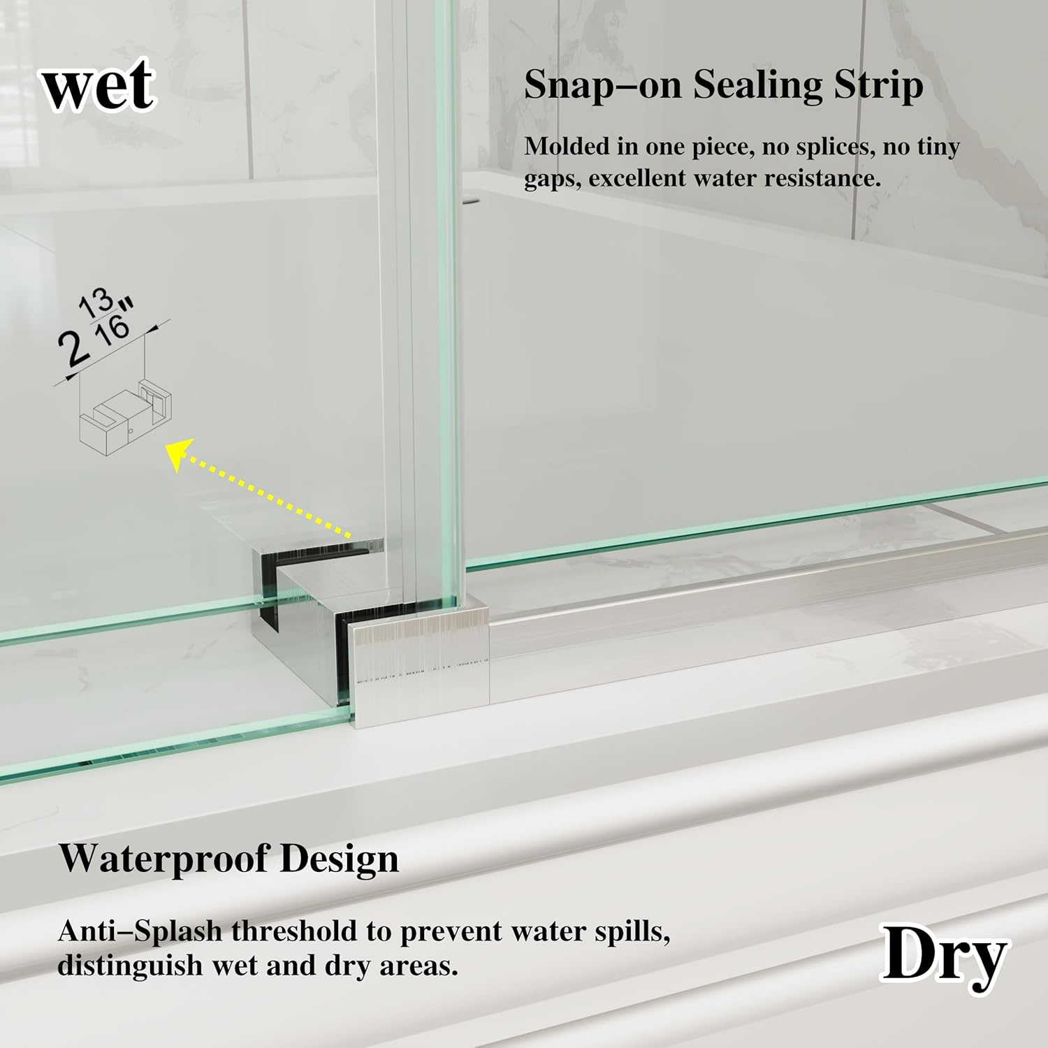 Sliding Shower Doors Frameless 66-72" W x 76" H Soft Closing System Width Adjustable 3/8"(10mm) Clear Tempered Glass (Brushed Nickel)