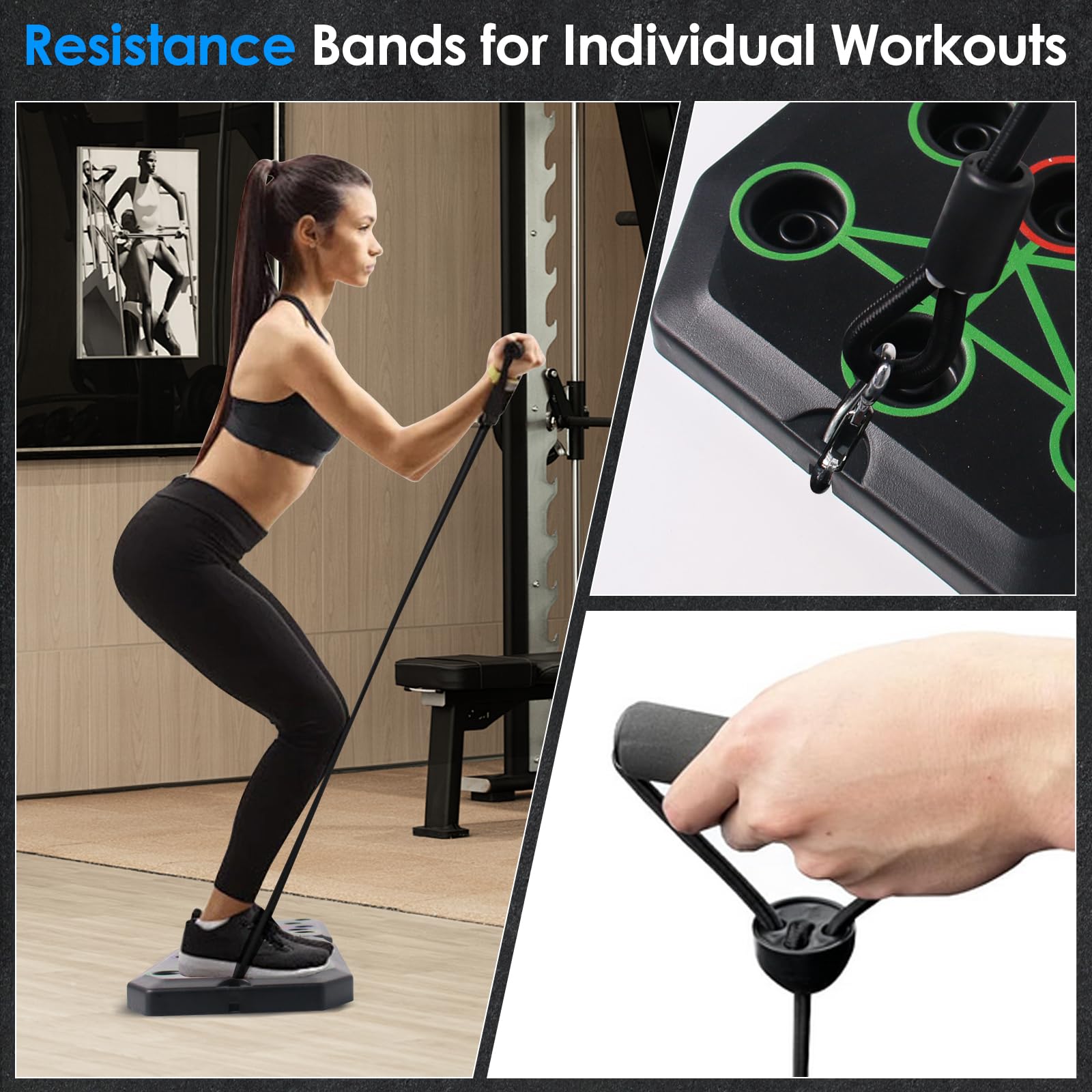 Tavola Pieghevole con Contatore Intelligente,Unisex Pieghevole Portatile Attrezzi Palestra con Tappetino a Antiscivolo,Multifunzione per Allenamento flessioni, Allenamento Muscolare