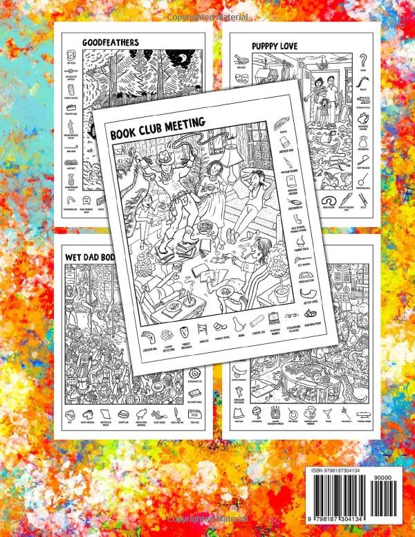 Funny Adults Hidden Objects Picture Book: Playful Hide And Seek Missing Objects Fun Activity Game And Coloring Pages For All Ages To Have Fun & Relax image 3