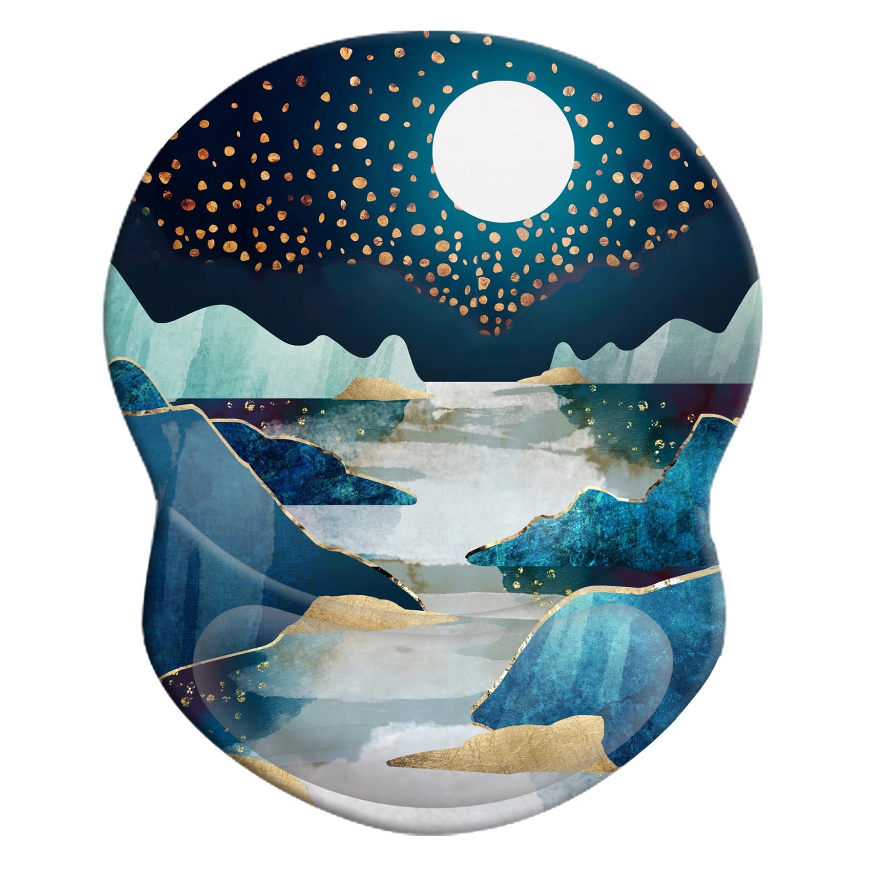 Ergonomic Mouse Pad with Wrist Support, Pain Relief Comfort Wrist Rest Pad with Non-Slip PU Base for Gaming, Home, Office & Travel (Mountains)