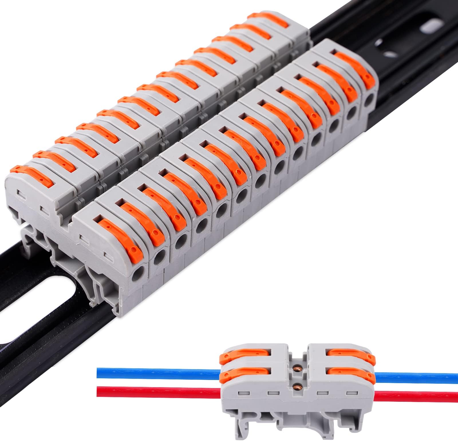 50PCS DIN Rail Connectors Block Terminal Kit,Universal Class Terminal Blocks ...