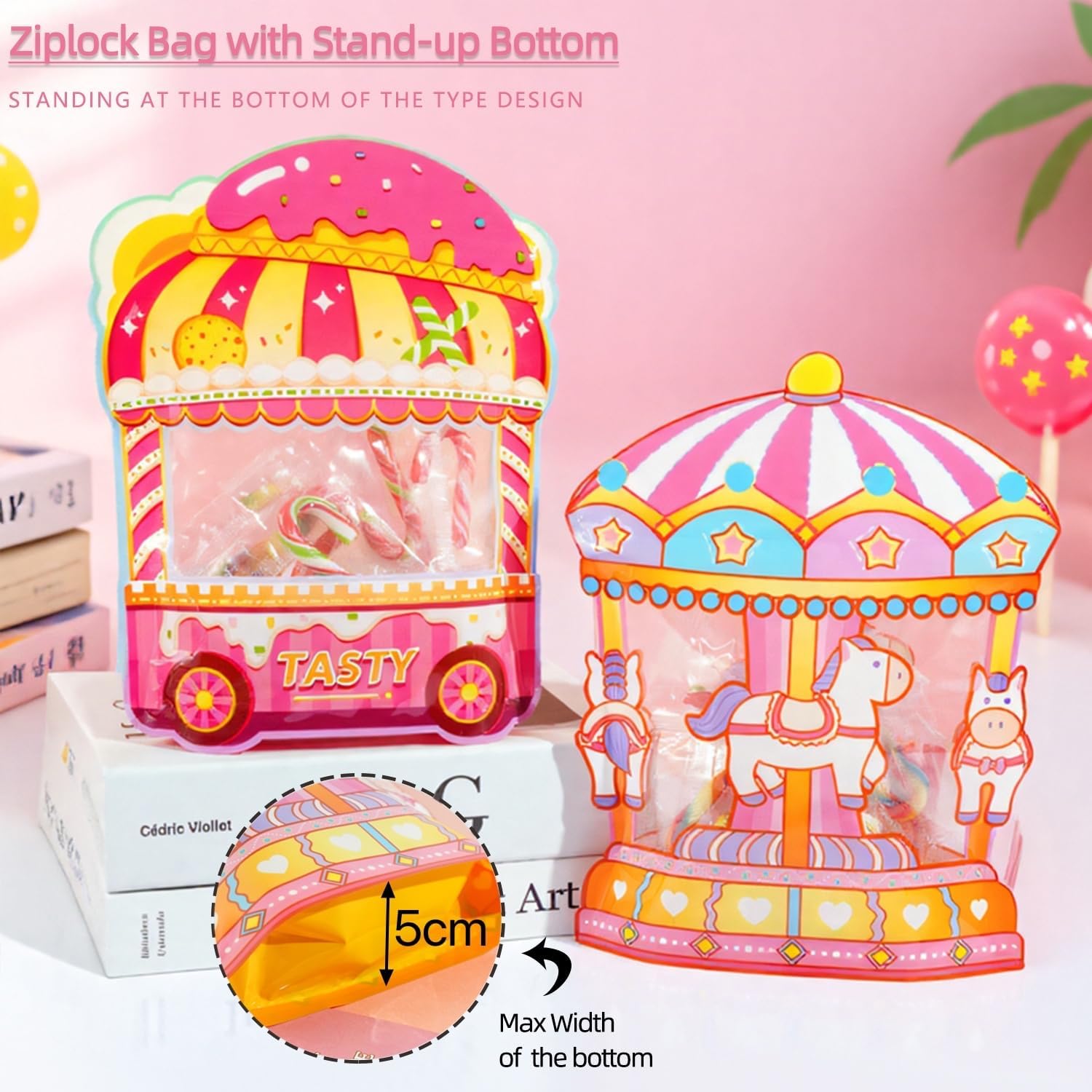 30PCS Carnival Party Gift Bags Circus Candy Goodie Bags Ferris wheel&carousel&Train&Snack cart&Hot air balloon Shape Party Favor Bag For Carnival Circus Theme Birthday Supplies Present Packing Storage - Image 5