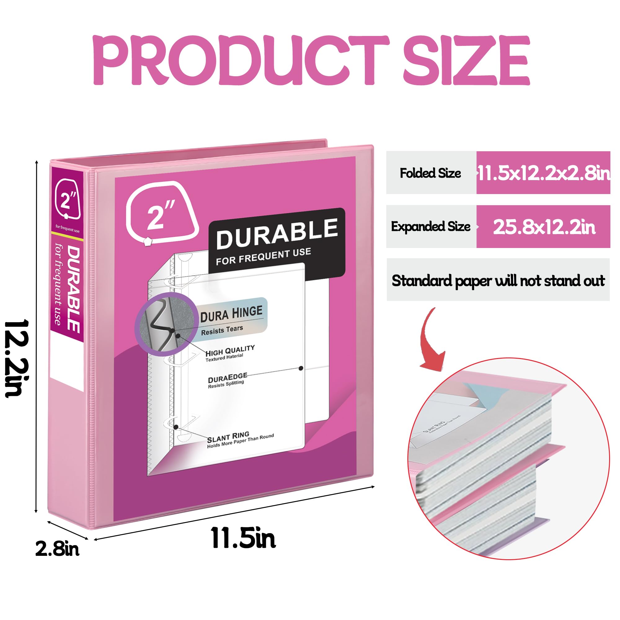 Zzrywuty Economy 4er Pack 3 Ringbuch 5.1 cm Halten 225 Blatt Präsentationsansicht Ordner D-Ring für Büro, Schule, Zuhause (Pastell-Sortiment)
