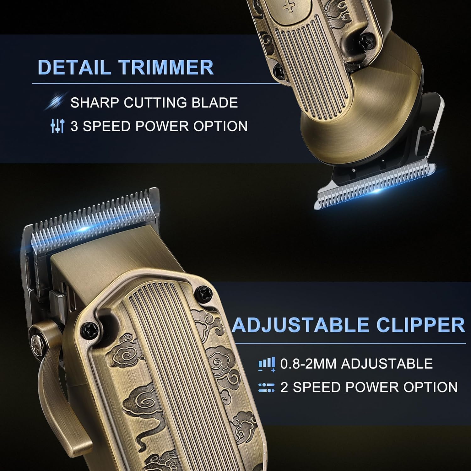 Scttomon Kit de toilette professionnel homme Tondeuse à barbe & coupe-cheveux, rasoir électrique à feuille tondeuse pour poils du nez et du corps