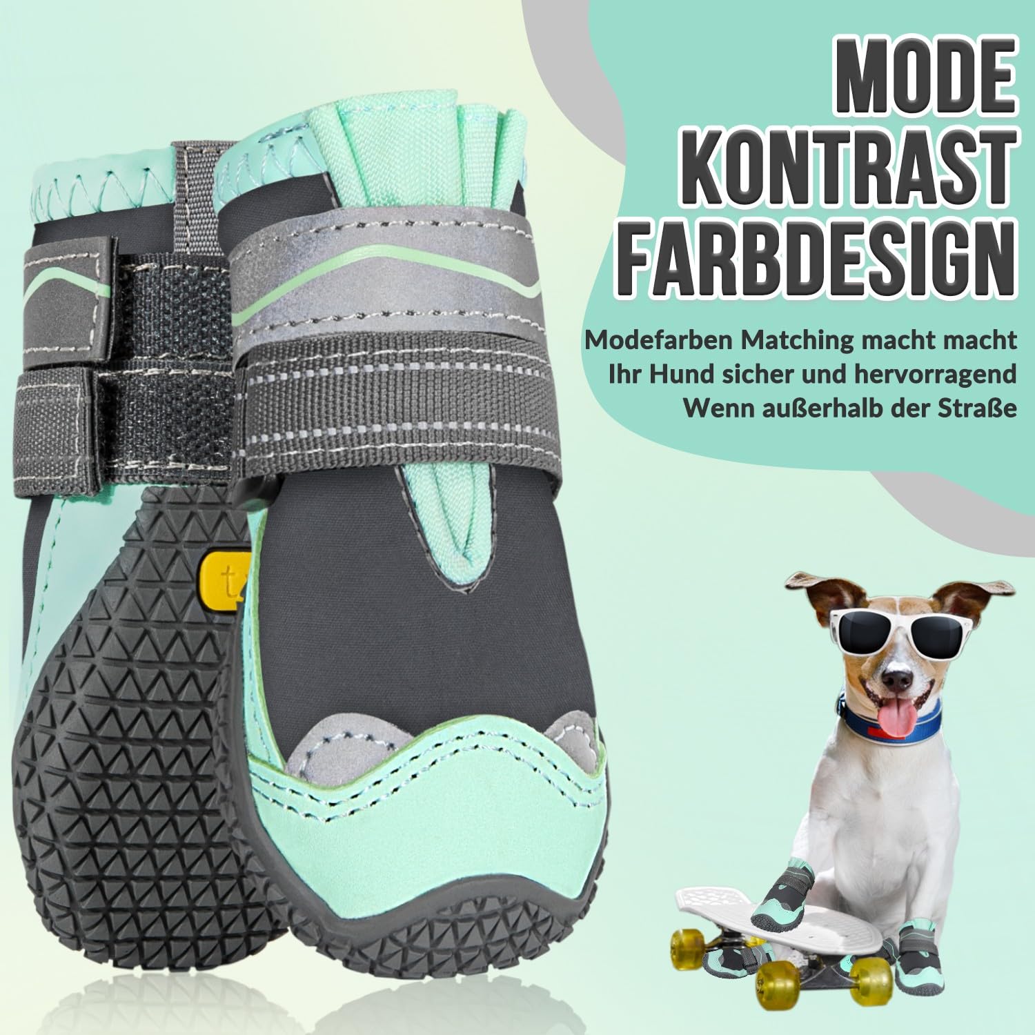 SlowTon Hundeschuhe Pfotenschutz, 4 Stück wasserdichte Hunde Schuhe Outdoor mit Rutschfester Sohle, reflektierendem Klettverschluss Hundestiefel für kleine mittlere große Hunde Winter