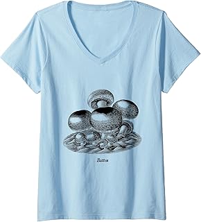Womens Button Mushrooms Edible Fungi V-Neck T-Shirt