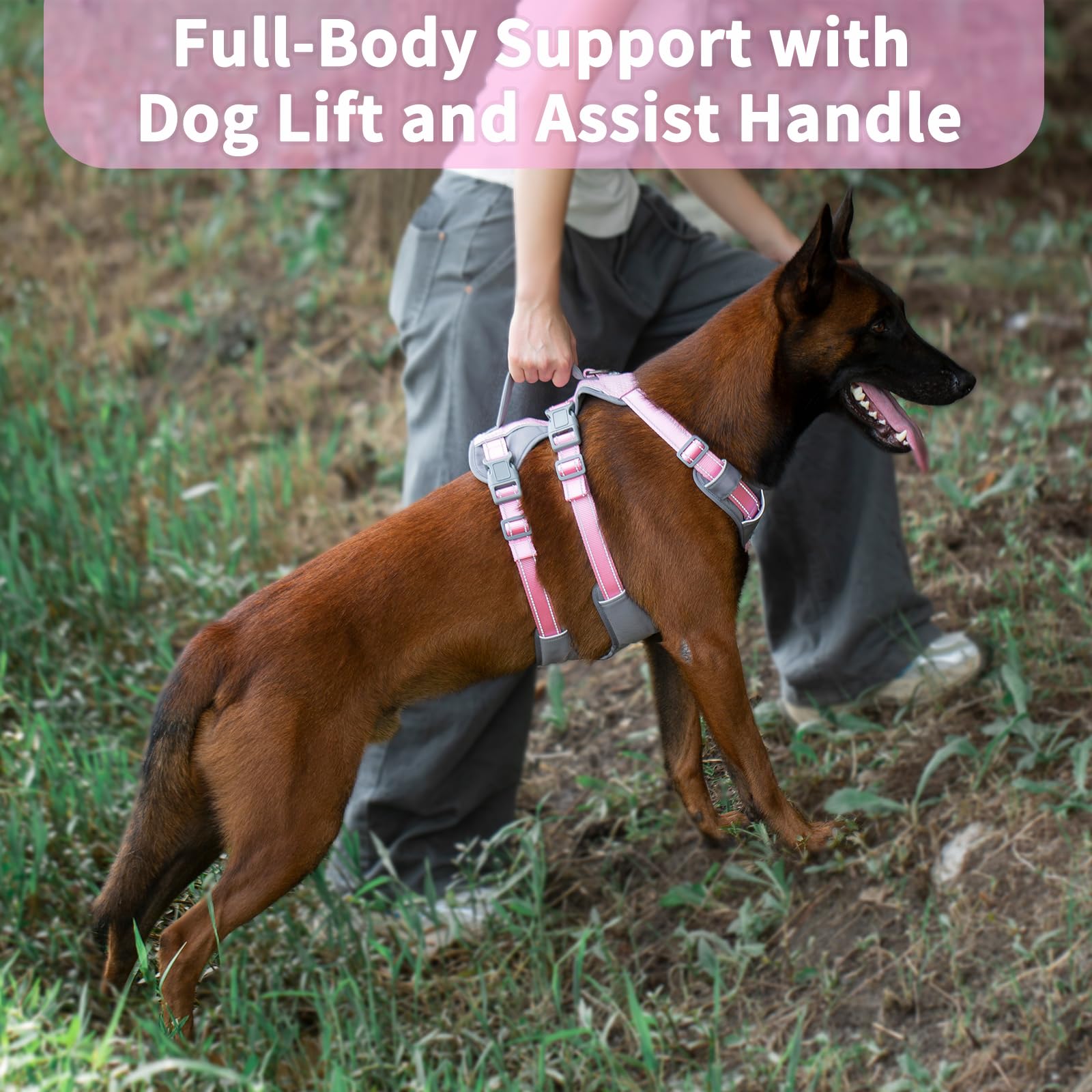 Huntboo Escape Proof Dog Harness Medium, Anti-Pull Dog Harness with Handle, Breathable, Adjustable, Reflective Dog Harnesses - Image 4