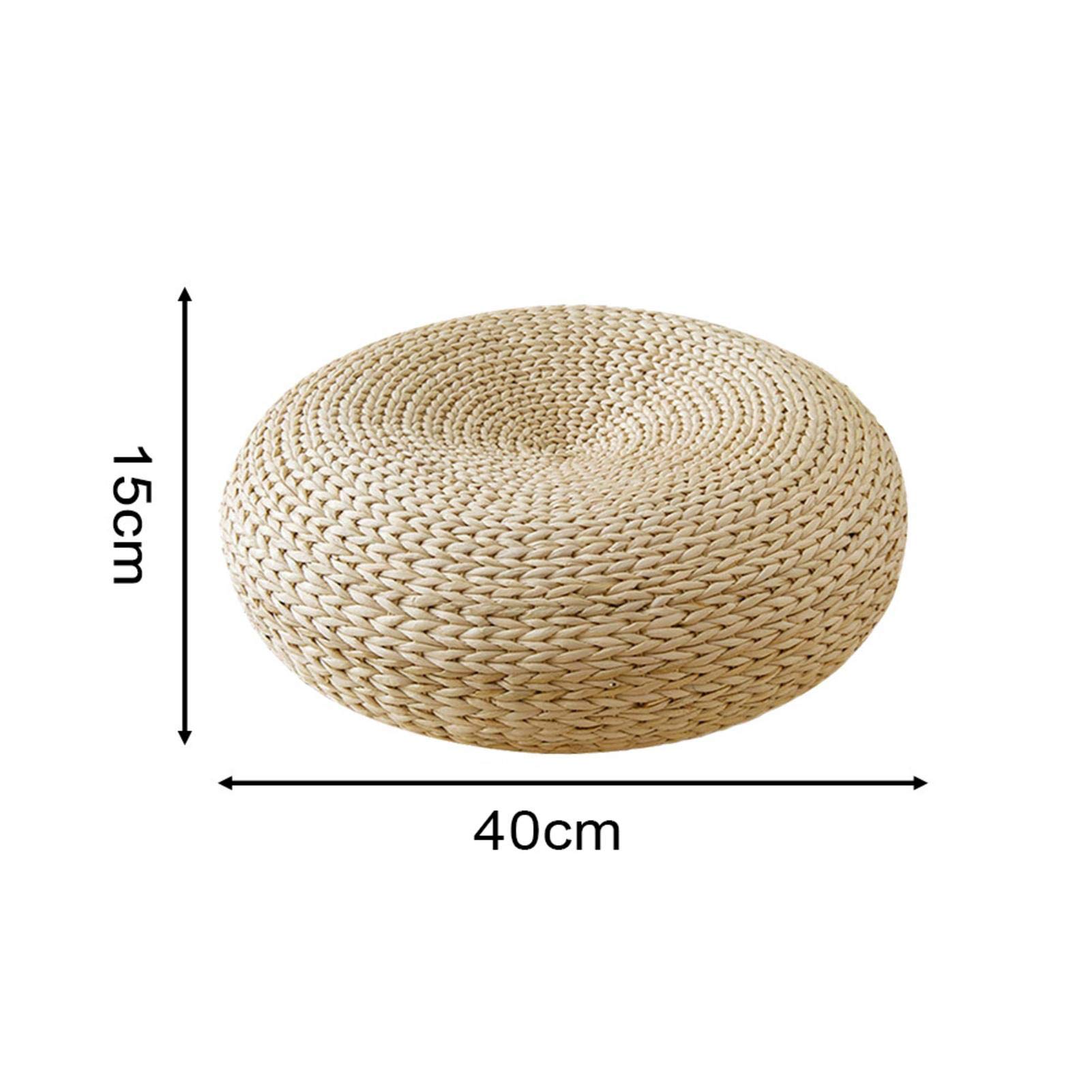 Ardorman Futon, Cuscino in Vimini Naturale, Traspirante, Cuscino Rotondo da Pavimento, in Rattan, Fatto a Mano, in Paglia Tessuto, Decorazione per Salotto da Giardino