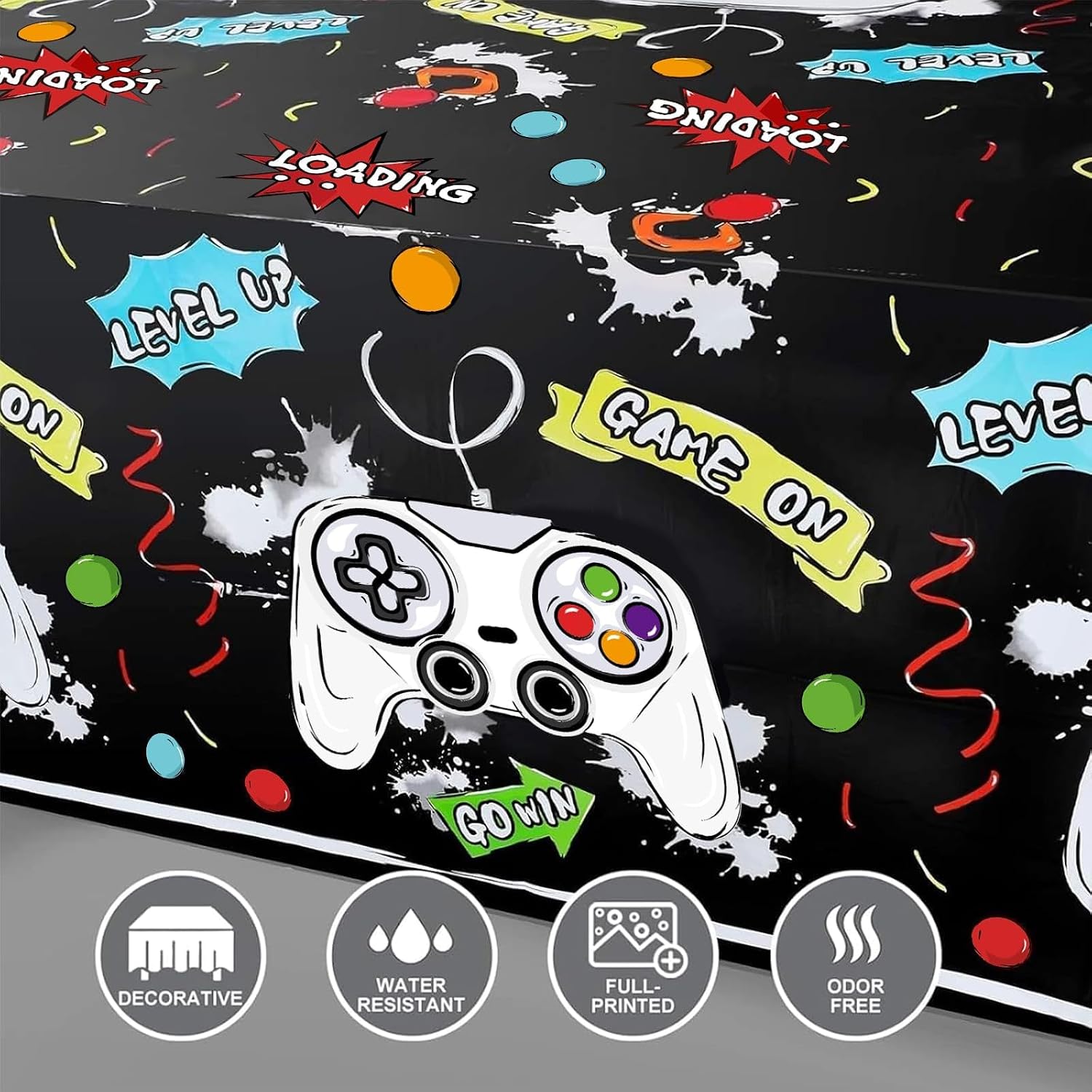 WERNNSAI 3 Pack Video Game Tablecloths - Video Game Birthday Decorations Gaming Party Table Cover Gamer Birthday Table Cloths for Gaming Night Party Favors 54'' x 108''