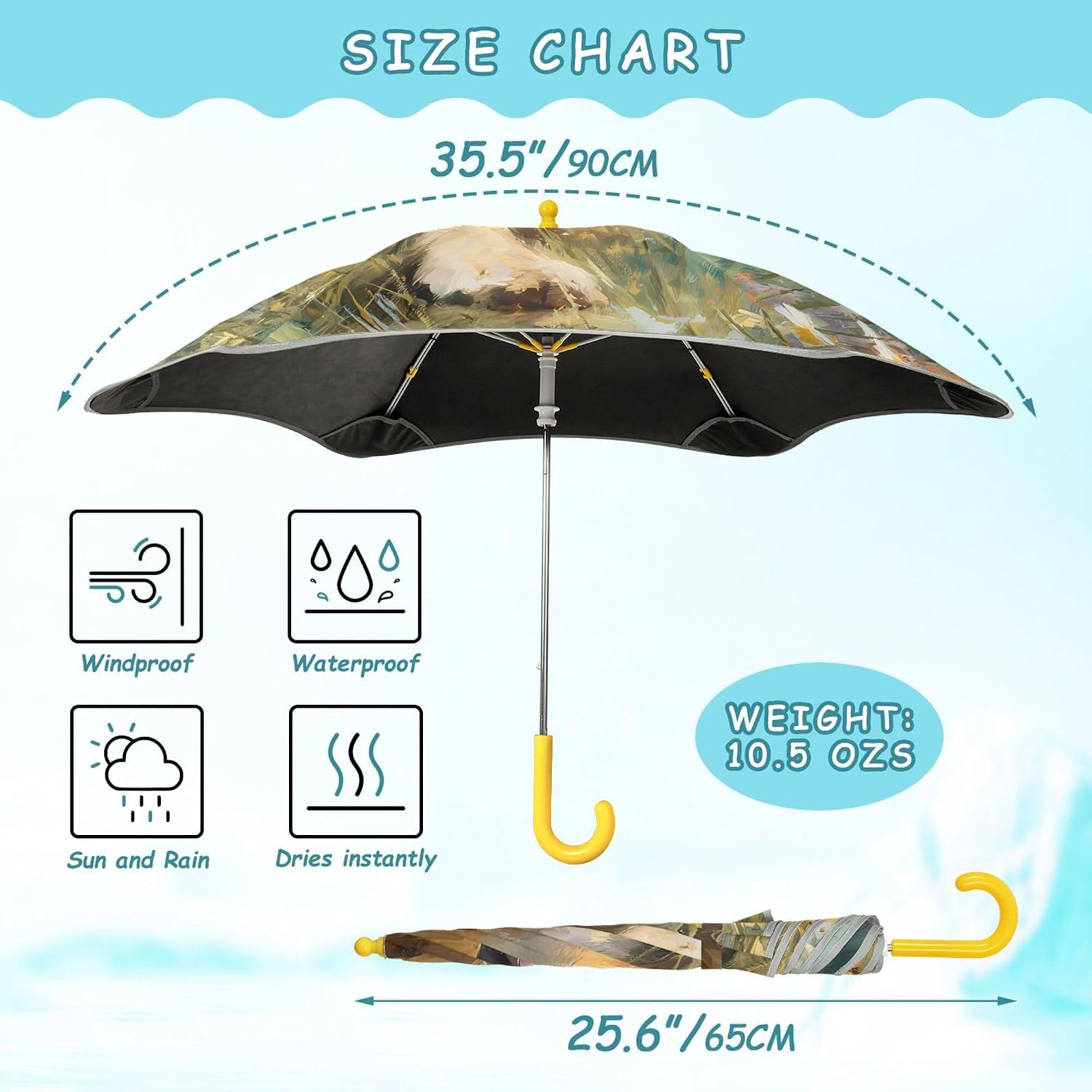 ALAZA Golden Retriever Dog Wildfield Kids Umbrella for Girls Boys Toddler Children Rain & Sun Umbrella