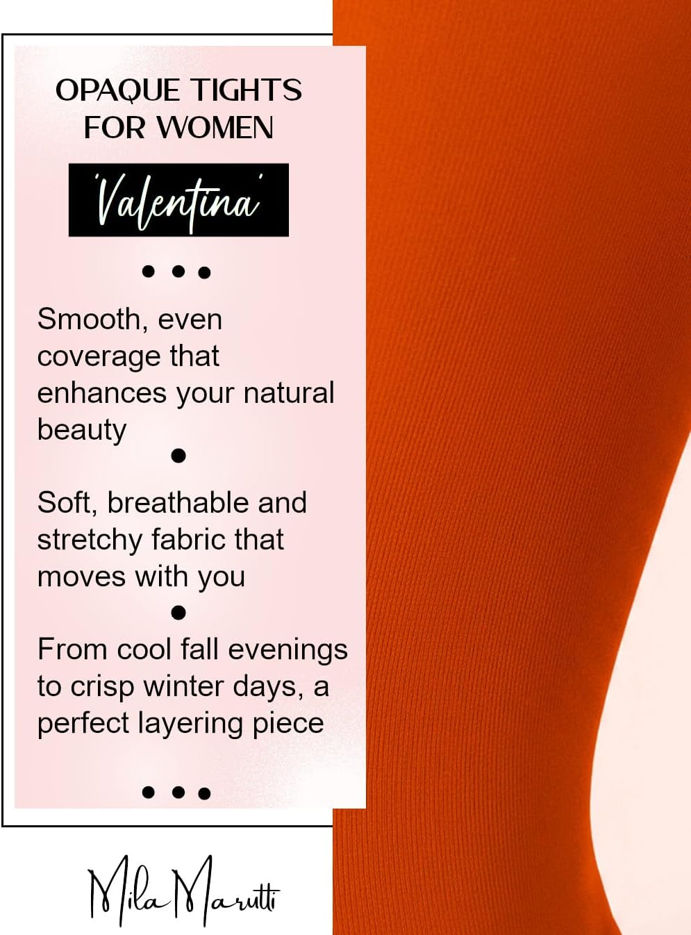 Mila Marutti Opaque Tights for Women | Soft Stockings Pantyhoseier | - Made in EU - Image 3