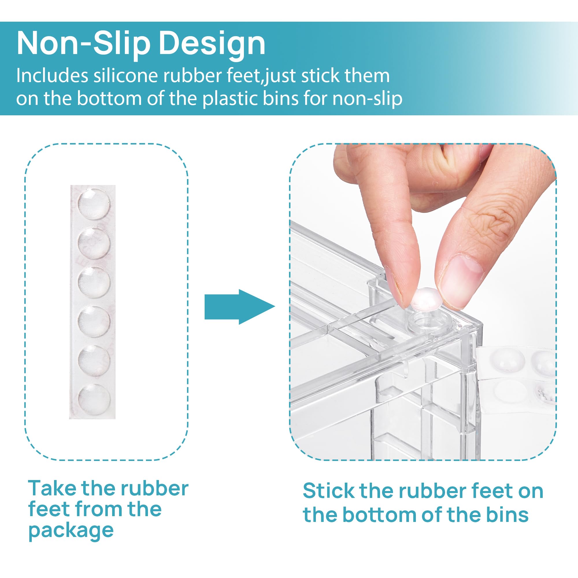 Vtopmart Confezione da 8 separatori per cassetti, regolabili (26,8 – 43,1 cm), divisori trasparenti per cassetti, organizer, tavolo da toeletta, bagno