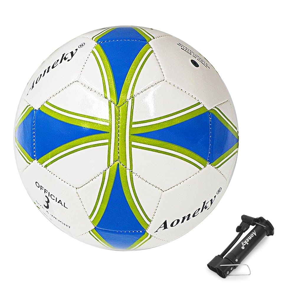 Aoneky Size 4 1-Pack Soccer Ball - Eco-Friendly 2.5mm PVC Leather, Durable Machine-Stitched Design, Ball Pump Included