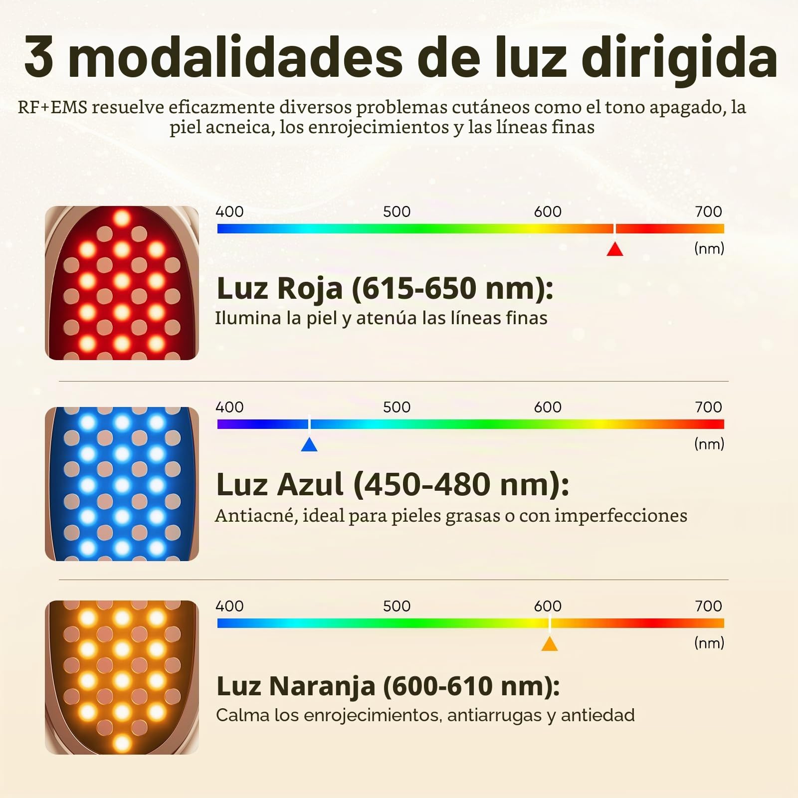 ANLAN Mini Radiofrecuencia Facial, 24K Oro RF Aparato Reafirmante y Antiarrugas, EMS Masajeador Facial Antienvejecimiento, 3 Modos, 3 Niveles, IPX6
