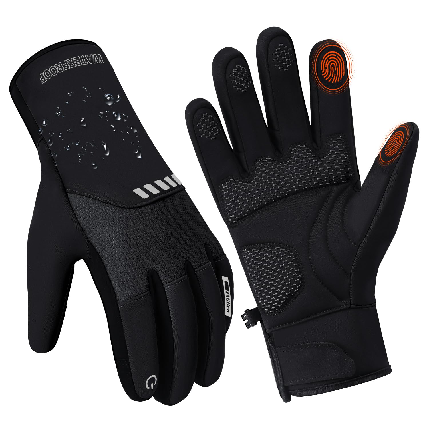 Vilico Guanti invernali da uomo, impermeabili, touch screen, in pile, caldi e termici, per ciclismo, moto, sci