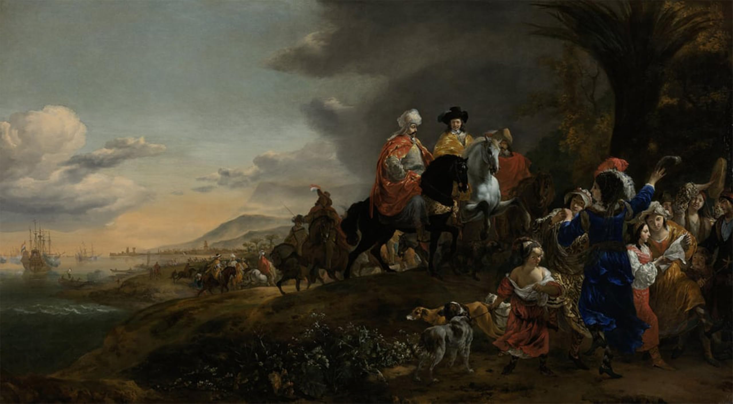 ARTXLXXBN Famous Painting Canvas Artwork Graffiti Print the Dutch Ambassador on His Way to Isfahan by Jan Baptist Weenix Portrait Canvas Image for Home Decor 60x90cm