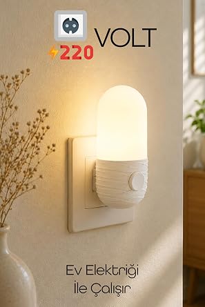 Gece Lambası Elips Tip 2 MOD Sarı-Beyaz Işık Tuşlu Koridor Hol Işığı Uyuma Işığı Beyaz K7064 [Enerji Sınıfı A]