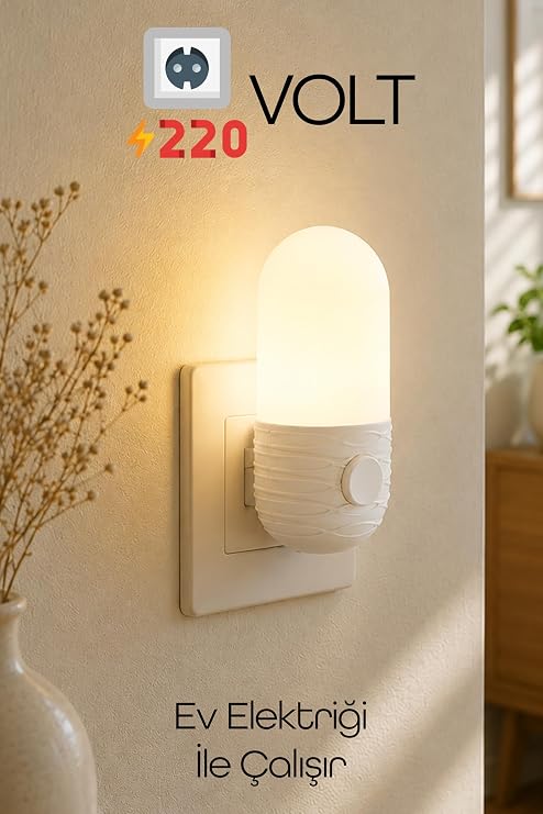 Gece Lambası Elips Tip 2 MOD Sarı-Beyaz Işık Tuşlu Koridor Hol Işığı Uyuma Işığı Beyaz K7064 [Enerji Sınıfı A]