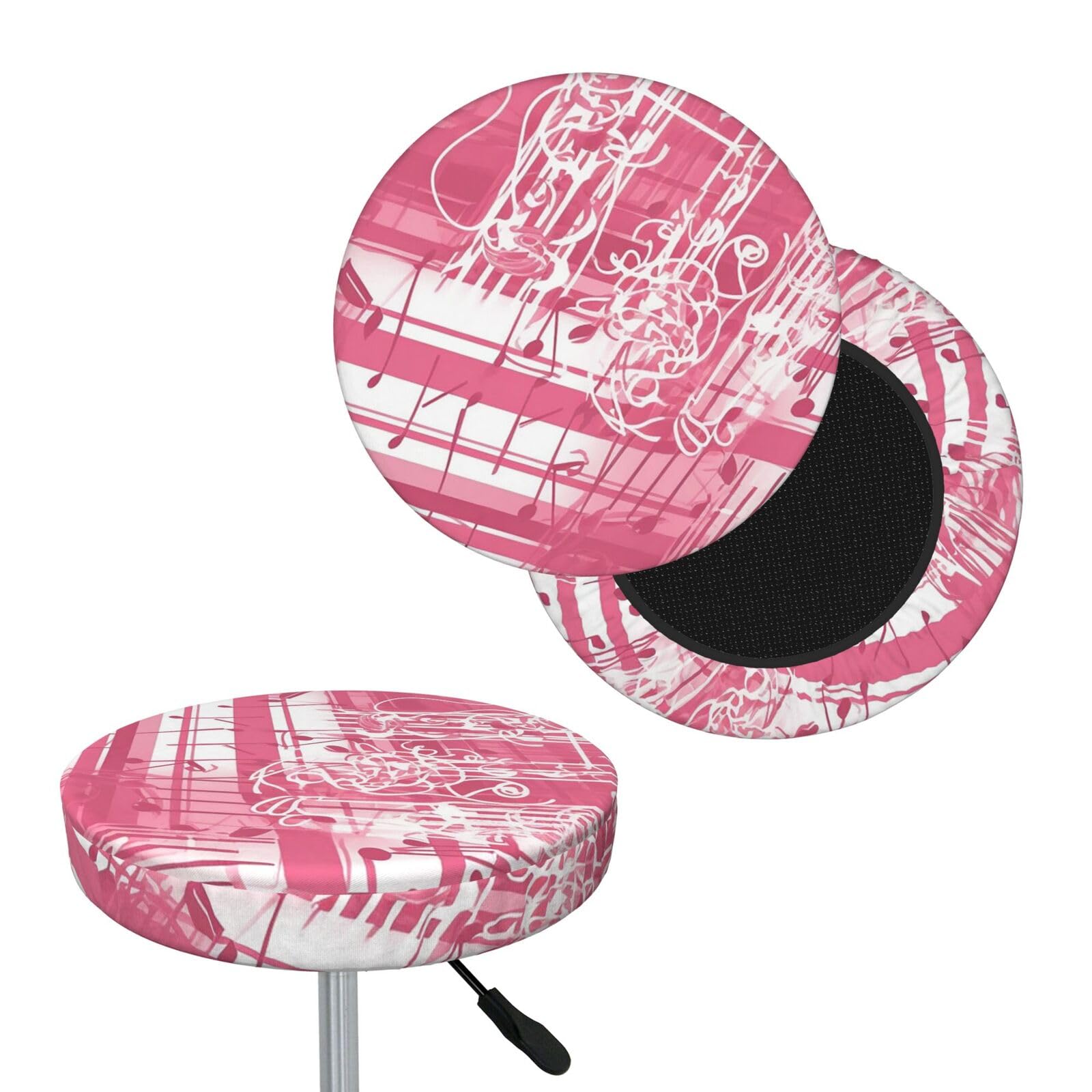 NONHAI Piano Music Notes Bar Stool Cover Round Elastic Stool Cushion Covers Dustproof Bar Chair Cover Washable Stool Cushion Slipcover Stretch Stool Seat Covers for 12-14 Inch Chair