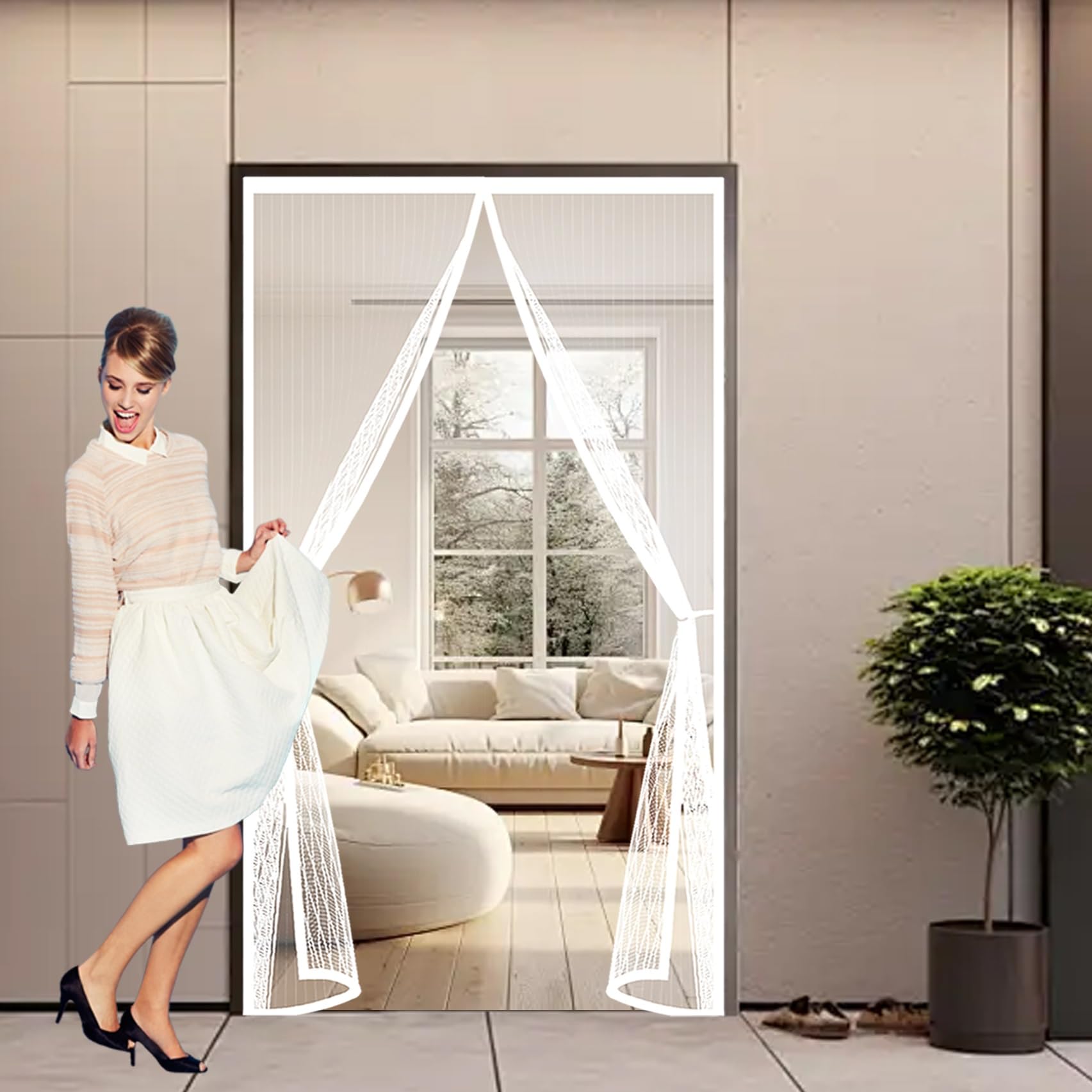 Moustiquaire aimantée porte blanche 150x242 cm rideau anti mouche