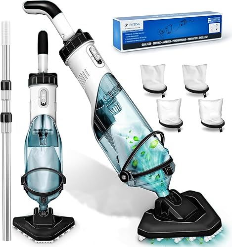 Cordless Above Ground Pool Vacuum, 19 GPM Handheld Spa Hot Tub Vacuum Cleaner with 60" Extendable Pole, 60 Min Running Time, Ideal for Cleaning Debris and Sand Underwater