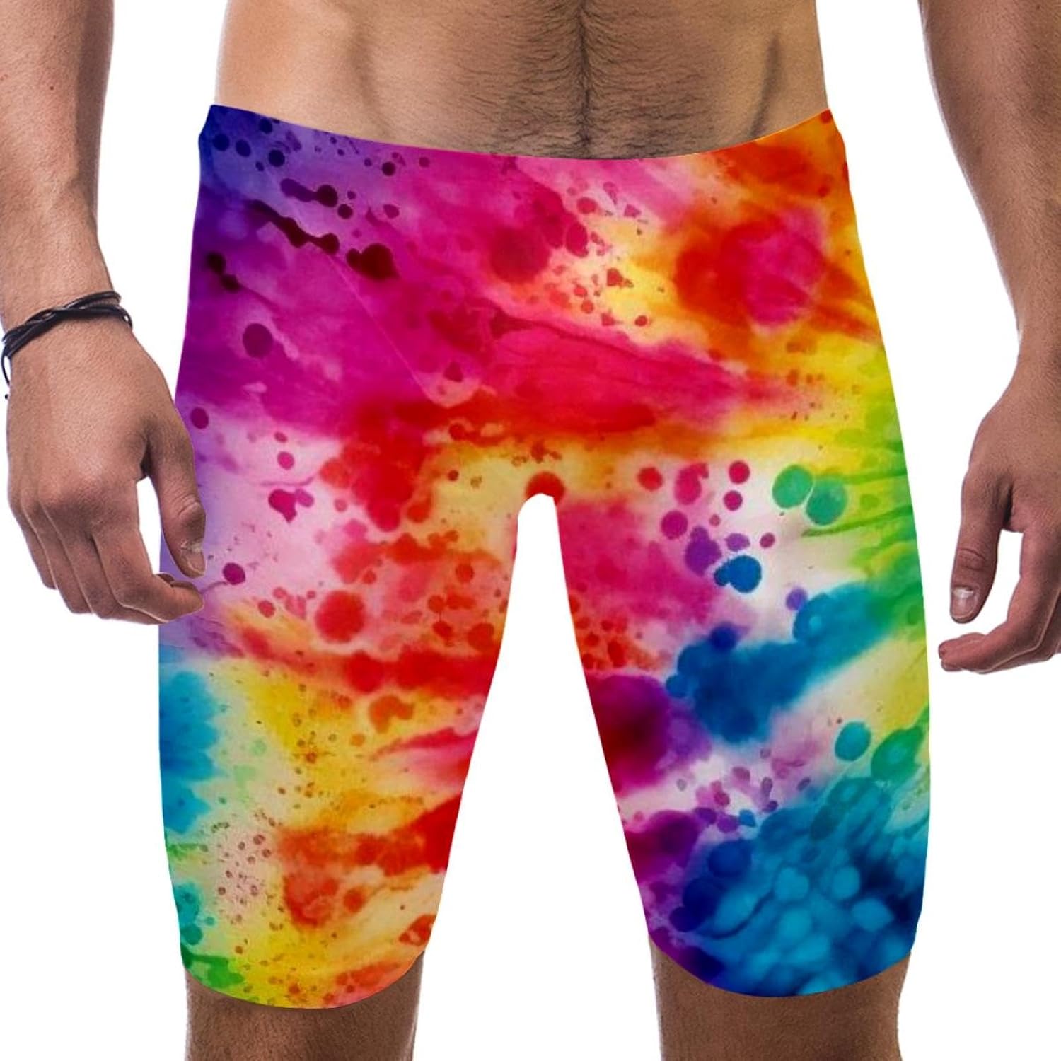 Tie Dye Jammer Swimsuit Mens Swim Jammers Endurance Long Racing Training Swimsuit